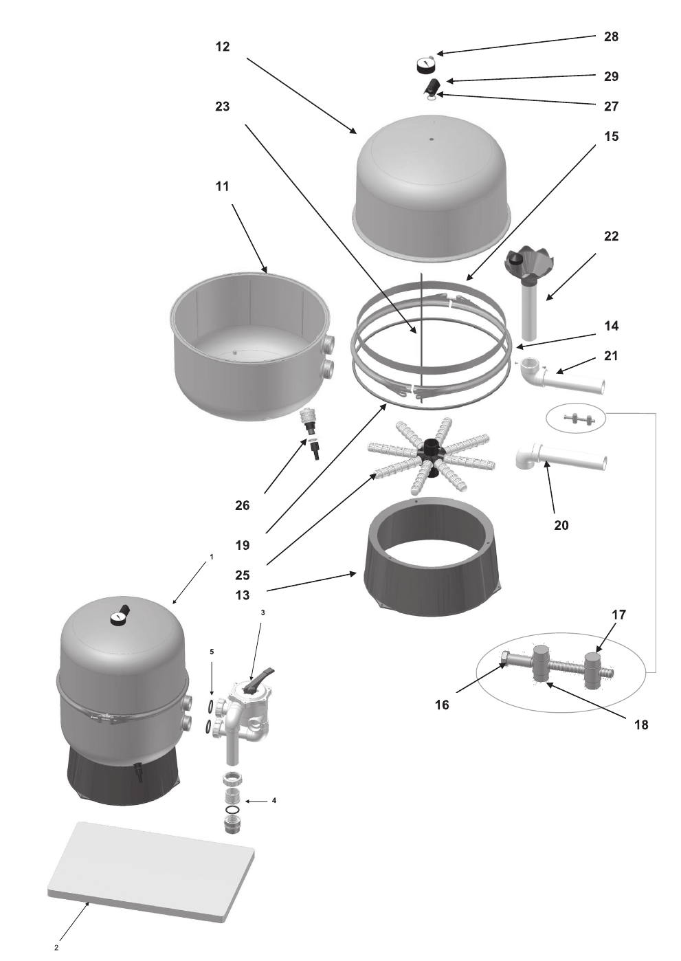 Top part of the inner tank system